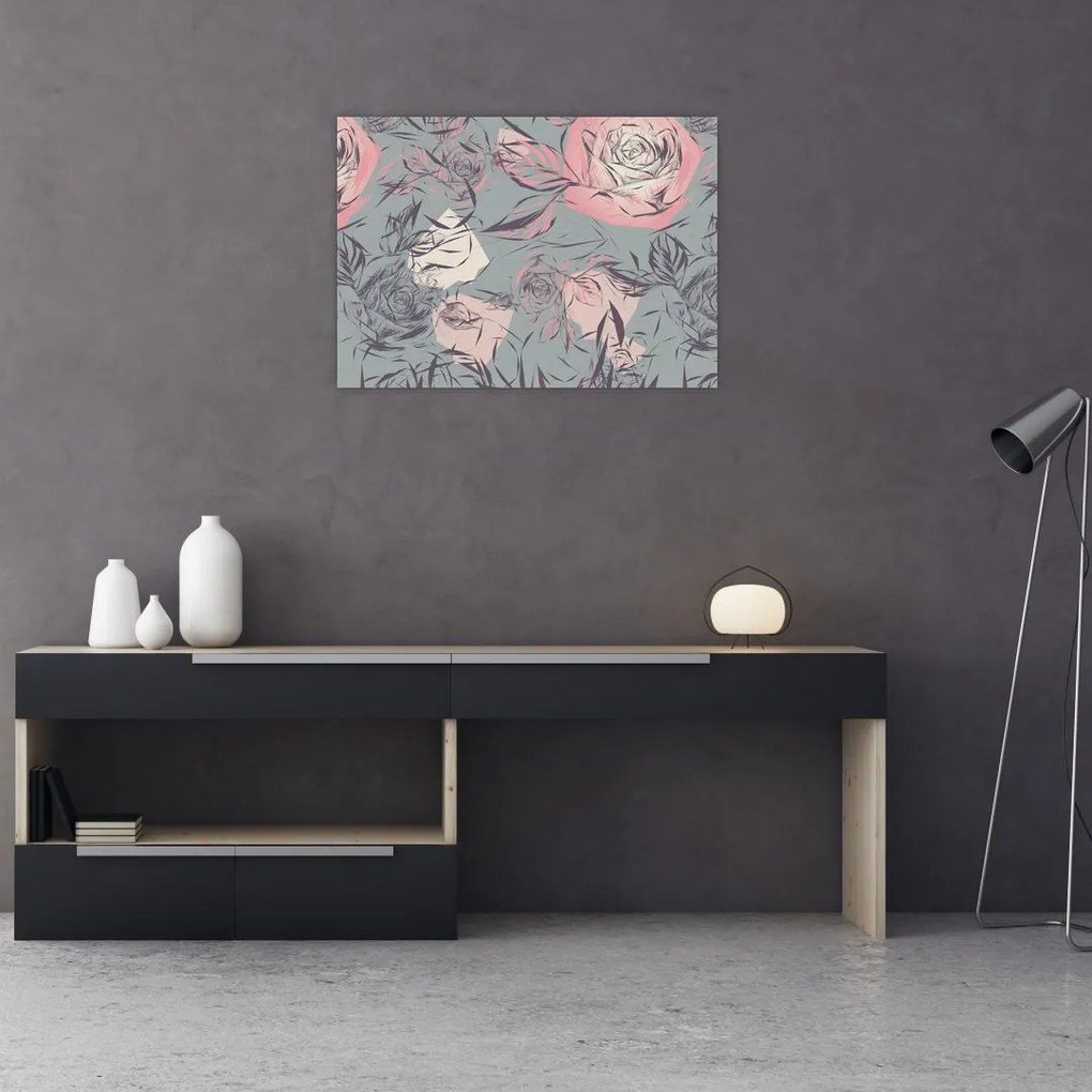 Kép - Rózsák (üvegen) (70x50 cm)