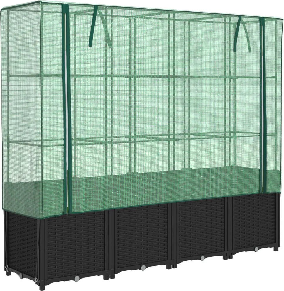 vidaXL rattan hatású magaságyás üvegháztakaróval 160 x 40 x 153 cm
