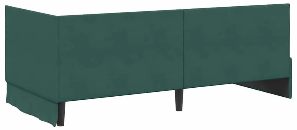 Sarokágy keret fejtámlával Sötétzöld 90 x 200 cm Bársony