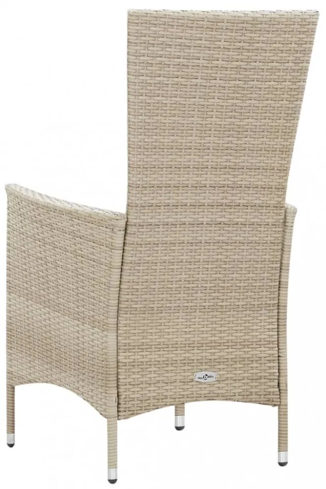 9 részes bézs polyrattan kültéri étkezőszett párnákkal