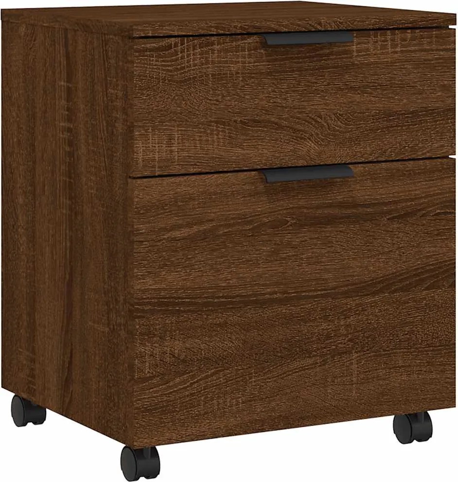 vidaXL barna tölgyszínű szerelt fa iratszekrény kerekekkel 45x38x45 cm