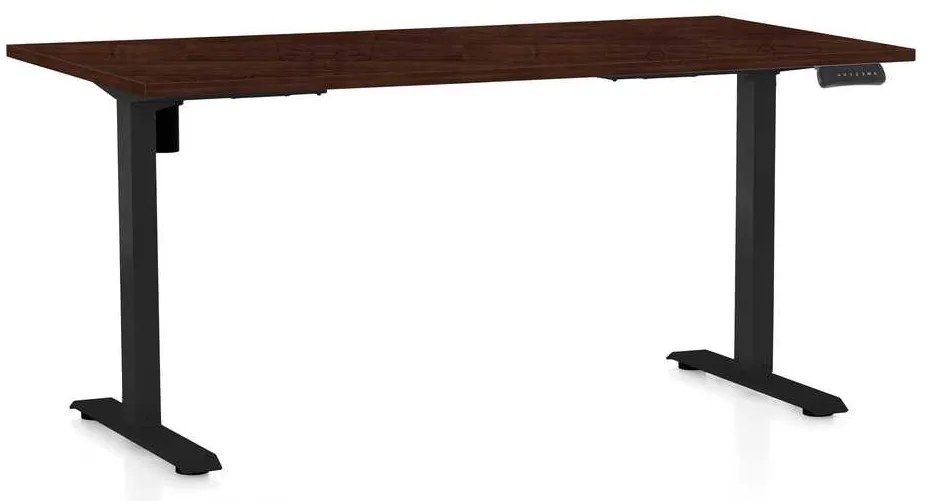 OfficeTech B állítható magasságú asztal, 160 x 80 cm, fekete alap, wenge