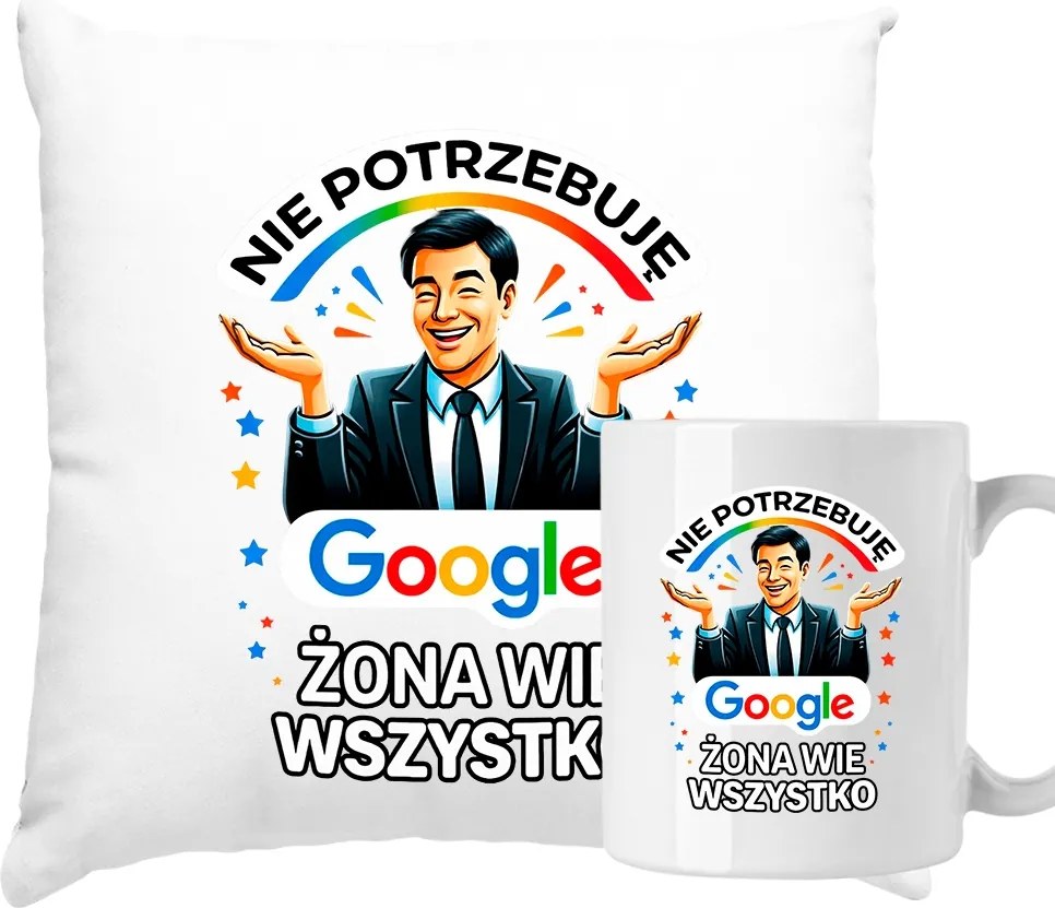 Bögre és Párna Szett Ajándék Férjnek Feleség Mindent Tud