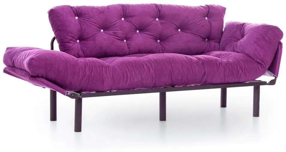 Kanapéágy Nitta Triple, Futon, 3 ülőhely, 225x70 cm, fém, lila
