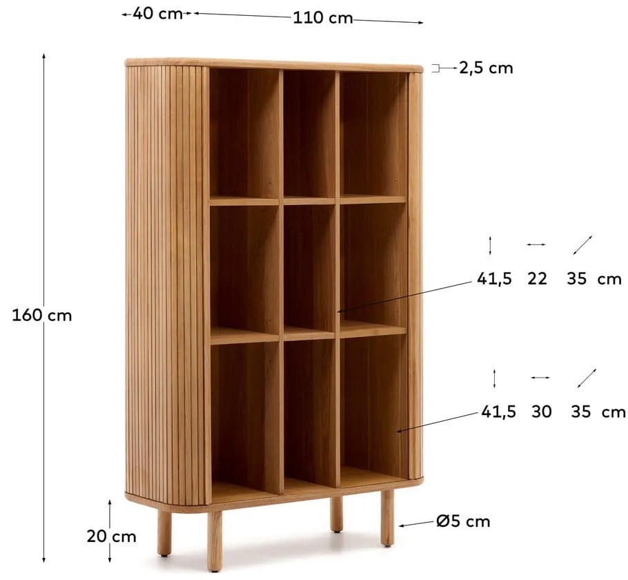 Natúr színű szekrény tolóajtóval kőrisfa dekorral 110x160x40 cm Mailen – Kave Home
