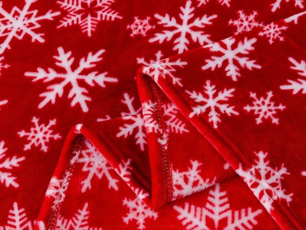 Karácsonyi mikroplüss sherpa pléd FROSTY FLAKES, piros Méret: 200 x 220 cm