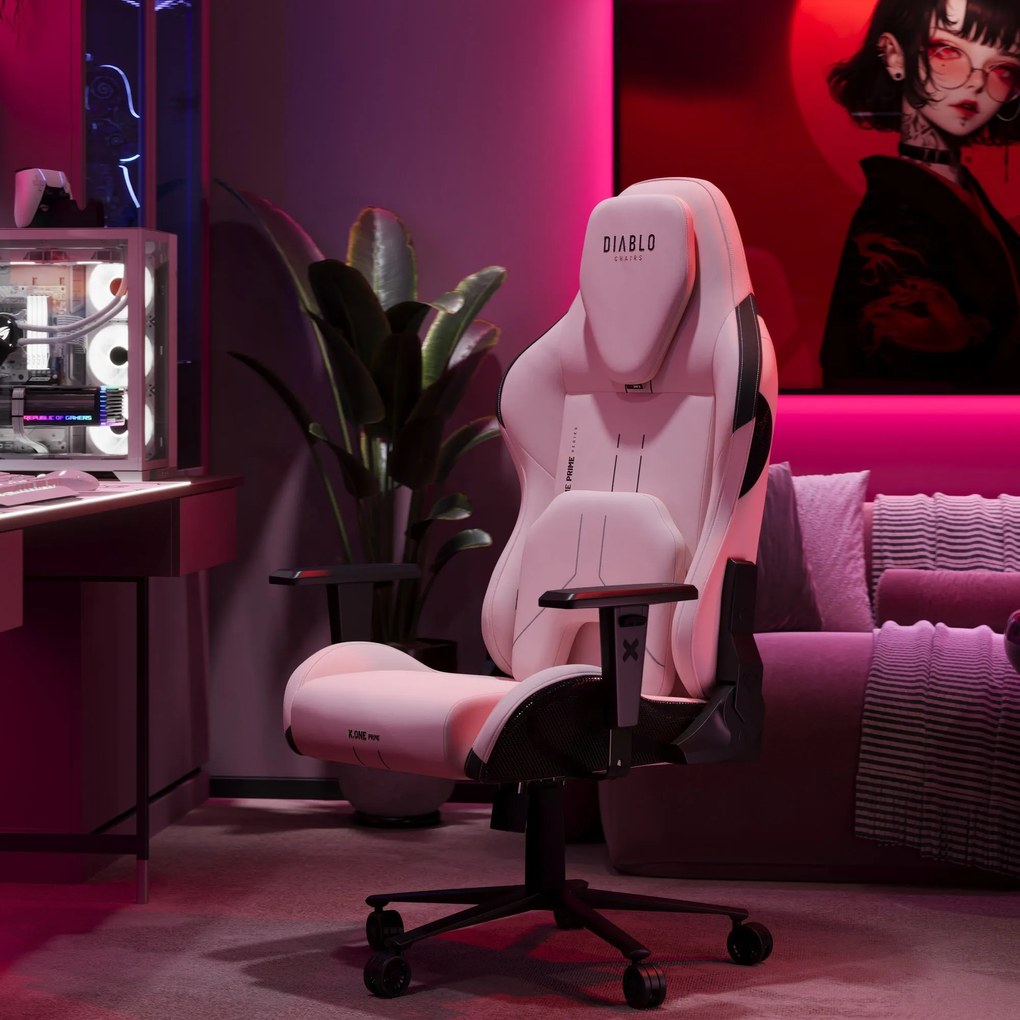 Gamer szék Normal Size, fekete-rózsaszín: Diablo X-One Prime Akira Pink