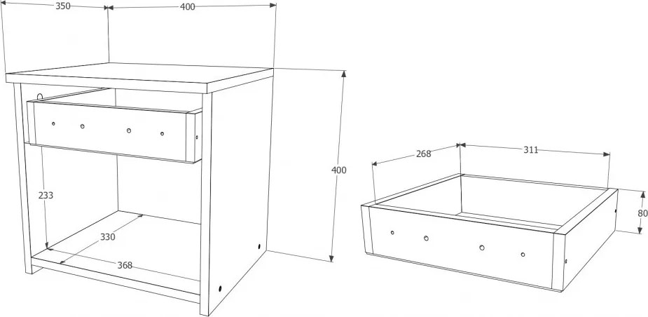 Pietro éjjeliszekrény fiókos sonoma