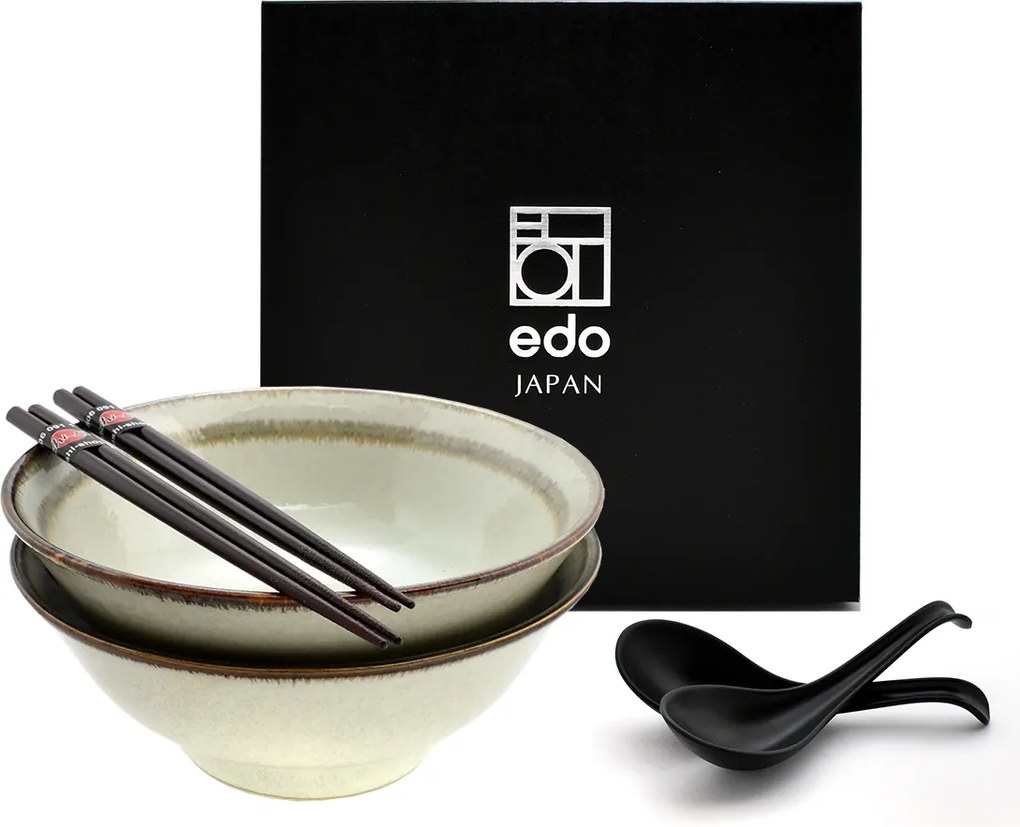 2 db-os tál szett kanállal és pálcikákkal Ramen Wasabi 22 cm 1100 ml Box