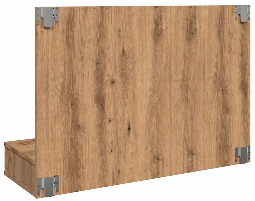 kézműves tölgy tükrös szekrény LED-ekkel 90 x 31,5 x 62 cm