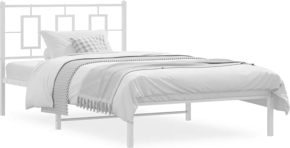 vidaXL fehér fém ágykeret fejtámlával 107x203 cm