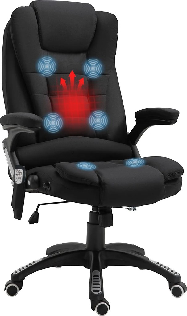 Vinsetto Irodai Szék Vibrációs Masszázzsal, Ergonomikus Íróasztali Szék Fűtéssel, Dönthető Funkcióval, Magasságban Állítható Vezetői Szék Távirányítóv