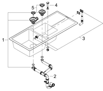 GROHE 31643AP0 - K400 kompozit mosogató 1160 × 500 mm kő/fekete