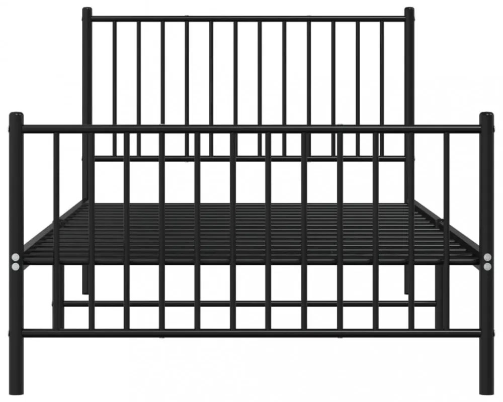 fekete fém ágykeret fej- és lábtámlával 100 x 200 cm