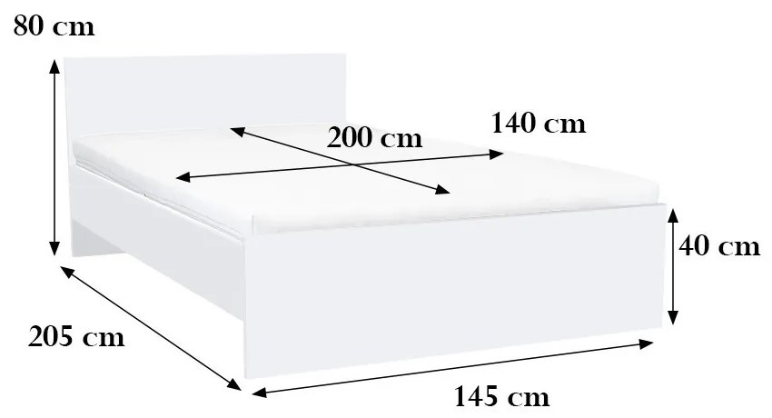 Miami franciaágy ágyneműtartó nélkül 140x200 cm fehér-fehér
