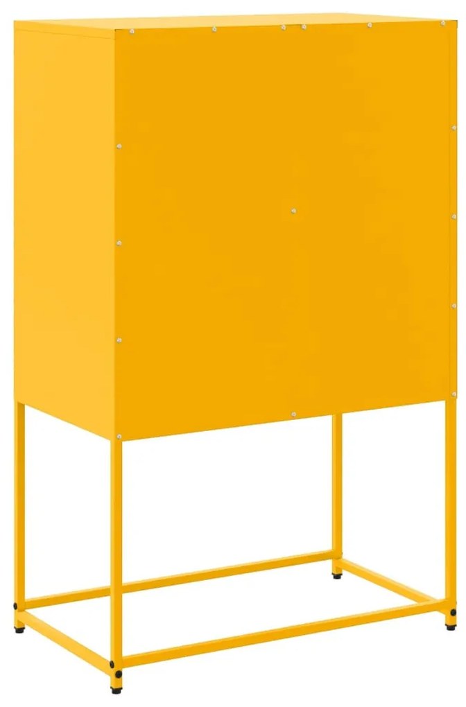 mustársárga acél tálalószekrény 68,5x38,5x107 cm