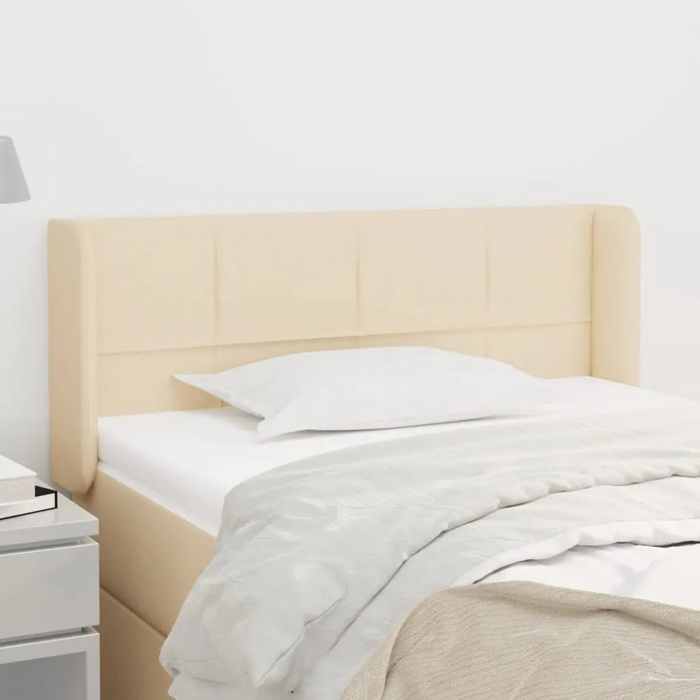 krémszínű szövet fejtámla 83x16x78/88 cm