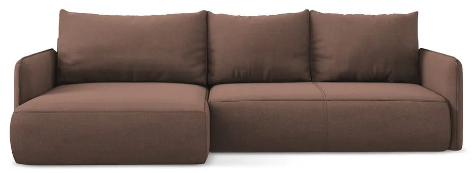 Rózsaszín kinyitható-tárolóhelyes sarokkanapé (bal oldali) Nanea – Makamii