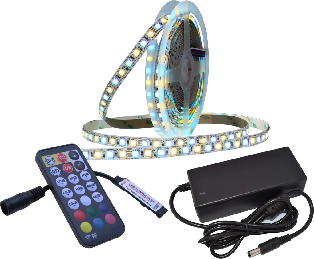Rgbw Led szalag szett+FEHÉR 2,5m+táp+Távirányító RF21
