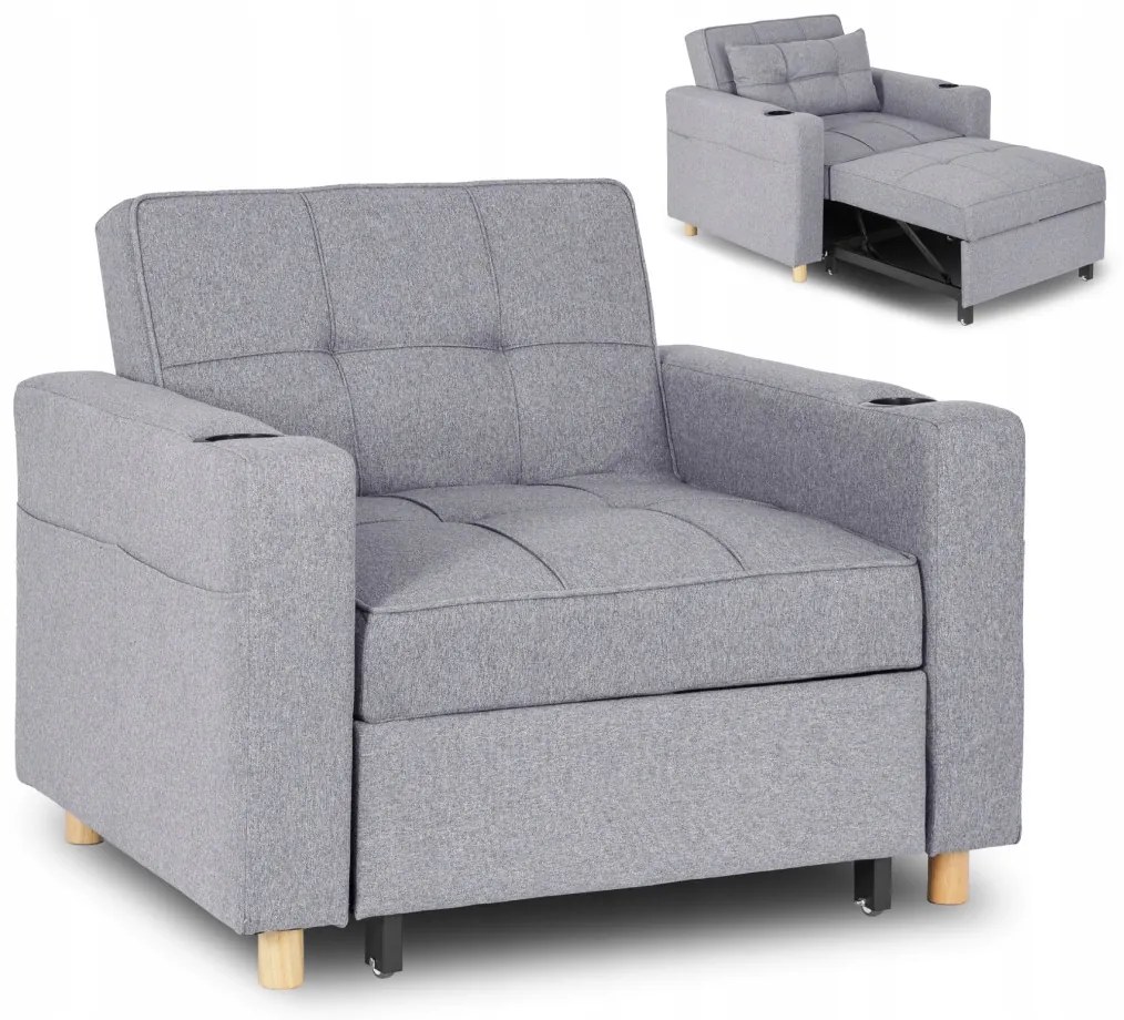 Fotel Rozkładany SOLOR Szary