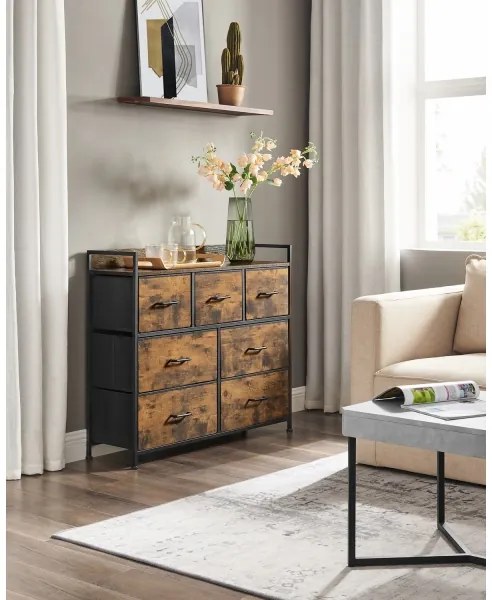 KIRA fiókos komód barna/fekete