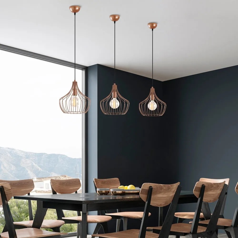 Rézszínű függőlámpa fém búrával ø 27 cm Mezopotamya – Opviq lights