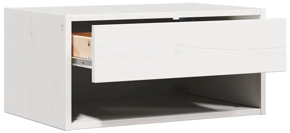 Éjjeli asztal fiókkal Fehér 50 x 32.5 x 24 cm Tömör fenyőfa
