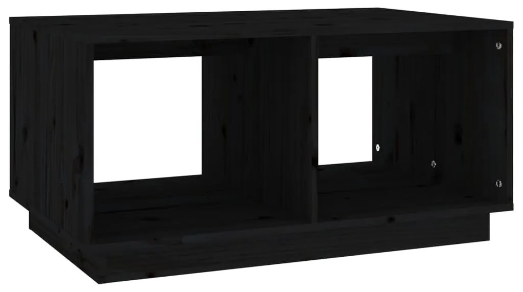Fekete tömör fenyőfa dohányzóasztal 80 x 50 x 40 cm