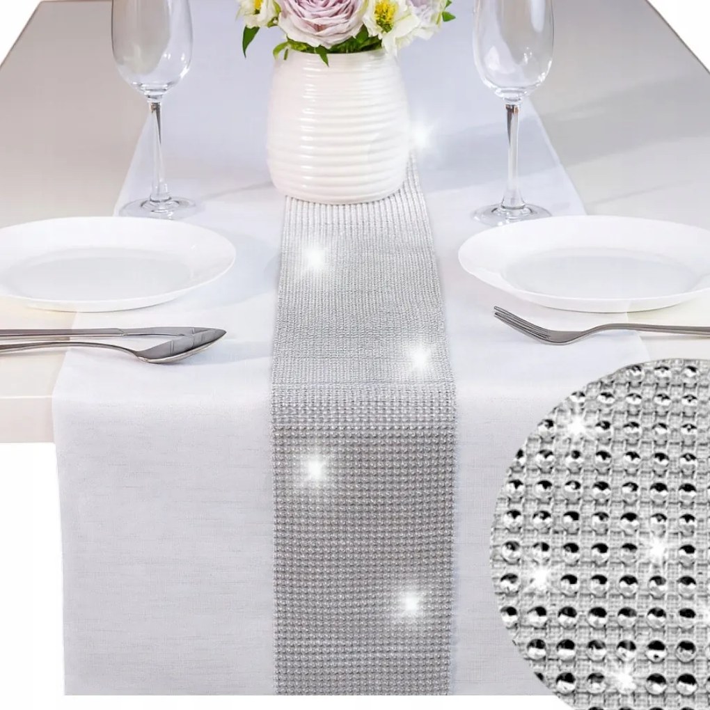 Futópad pad asztalra Fehér Cirkónia 40x220 Elegáns Ezüst Laufer