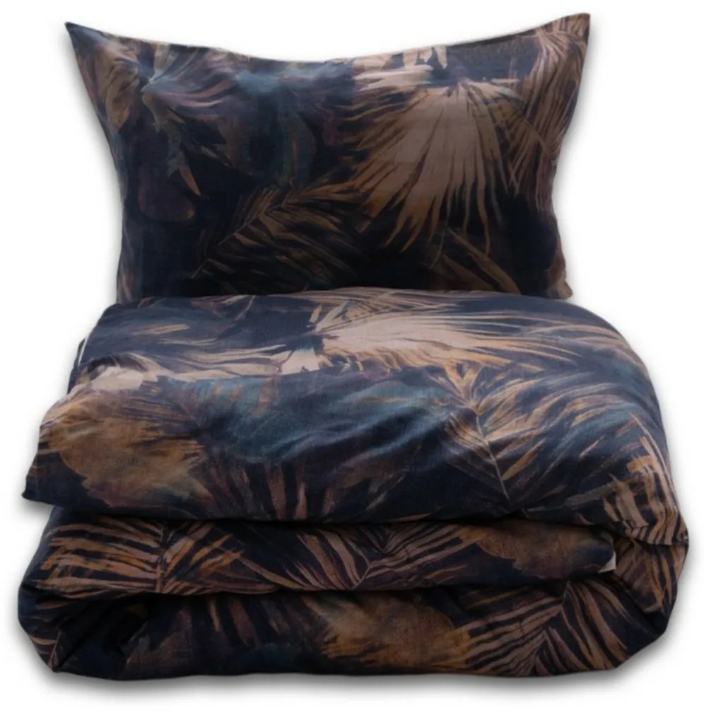 Vízlevelek pamut és len keverékből készült ágyneműhuzat, 160 x 200 cm, 2 db 70 x 80 cm