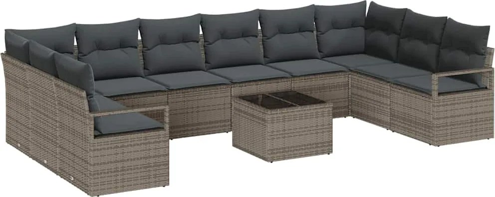 vidaXL Kanapé Szett párnával 11 pcs Szürke polirattan