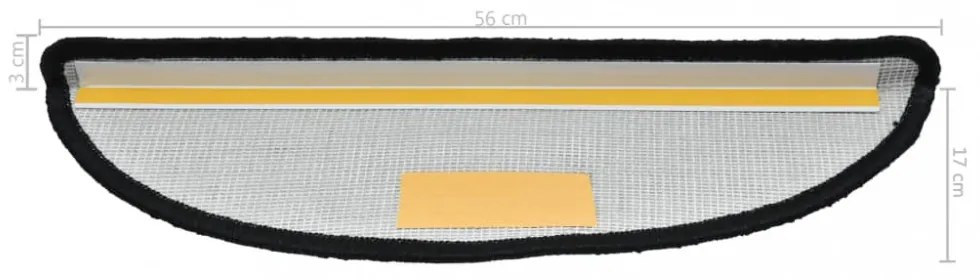 15 db fekete lépcsőszőnyeg 56 x 17 x 3 cm