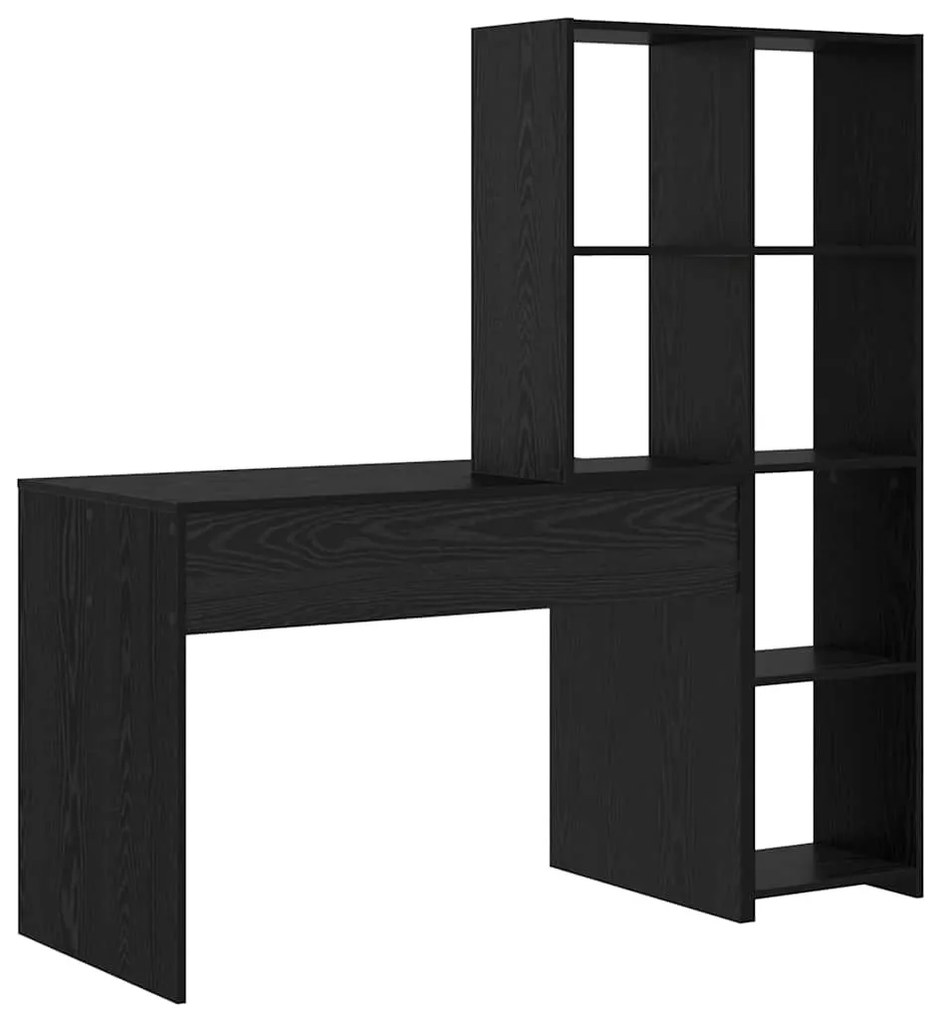 Asztal polcokkal Musta tammi 138.5 x 55 x 143 cm Faanyag