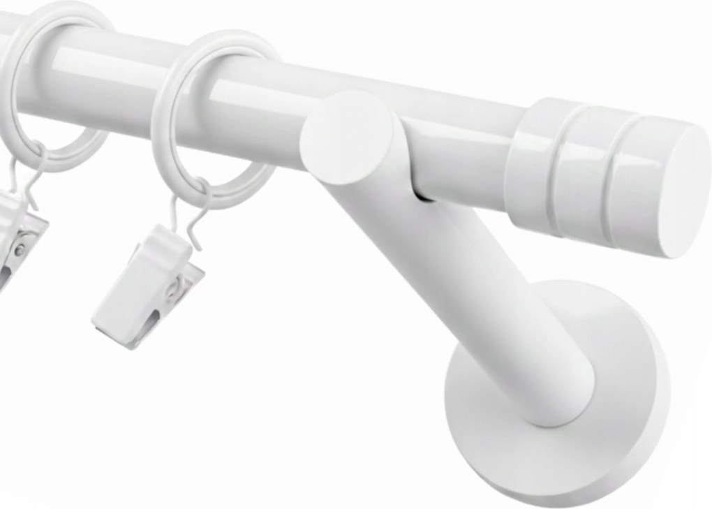 Függönykarnis Szimpla Fém 19 mm Fehér Maró 200 cm Csendes kerekek