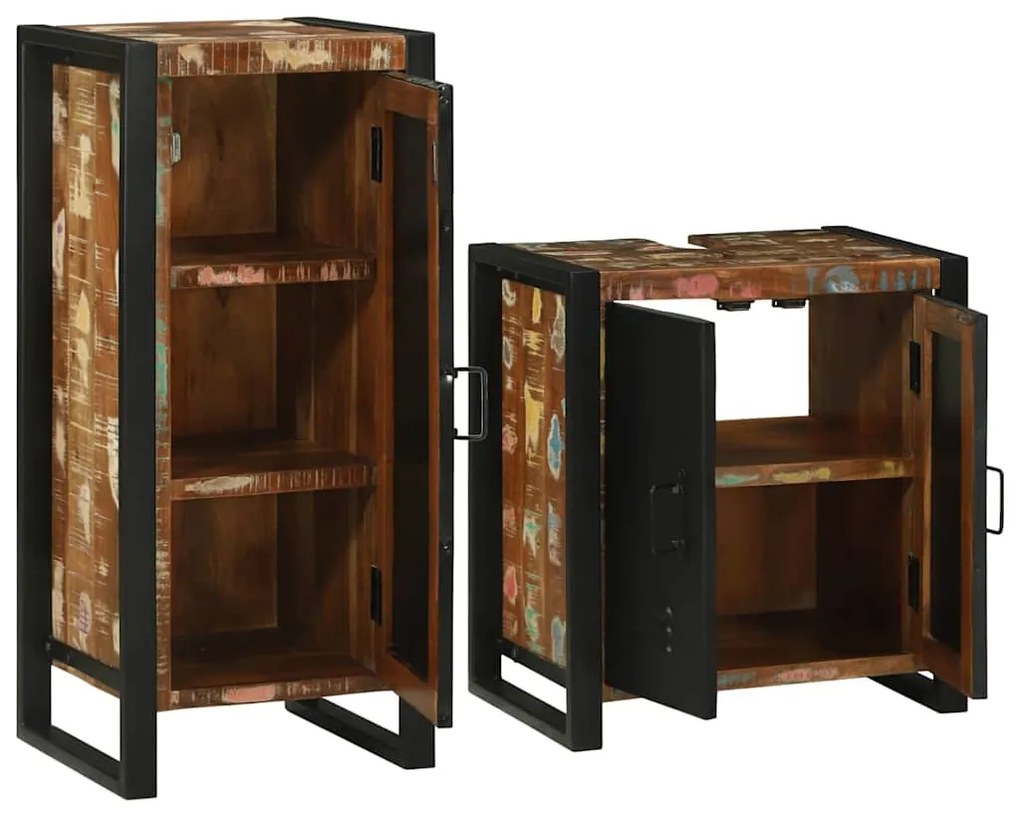 Fürdőszoba bútor szett 2 pcs Szilárd újrahasznosított fa