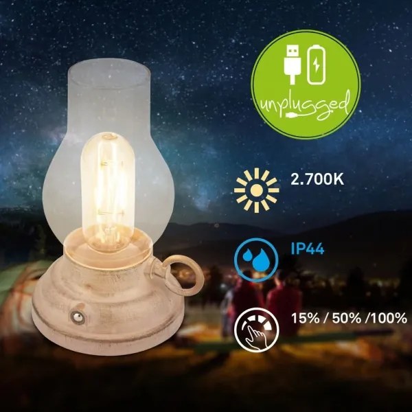 Brilo - dimmelhető LED kültéri újratölthető asztali lámpa KANEA LED/1,5W/5V IP44 1200 mAh bézs