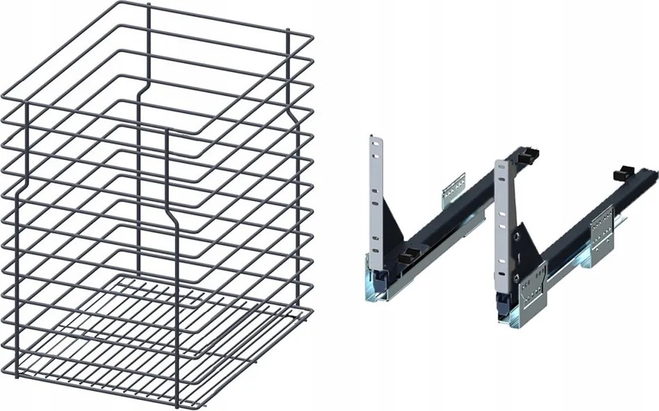 Cargo kosár alsó szekrényhez 30cm 300 Grafit 1p Rejs Push tip-on teljes kihúzás