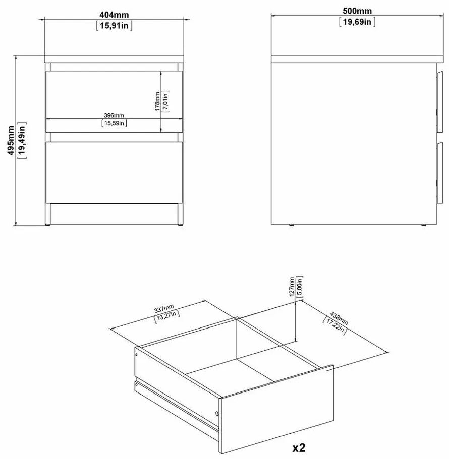 Simplicity III éjjeliszekrény, fekete