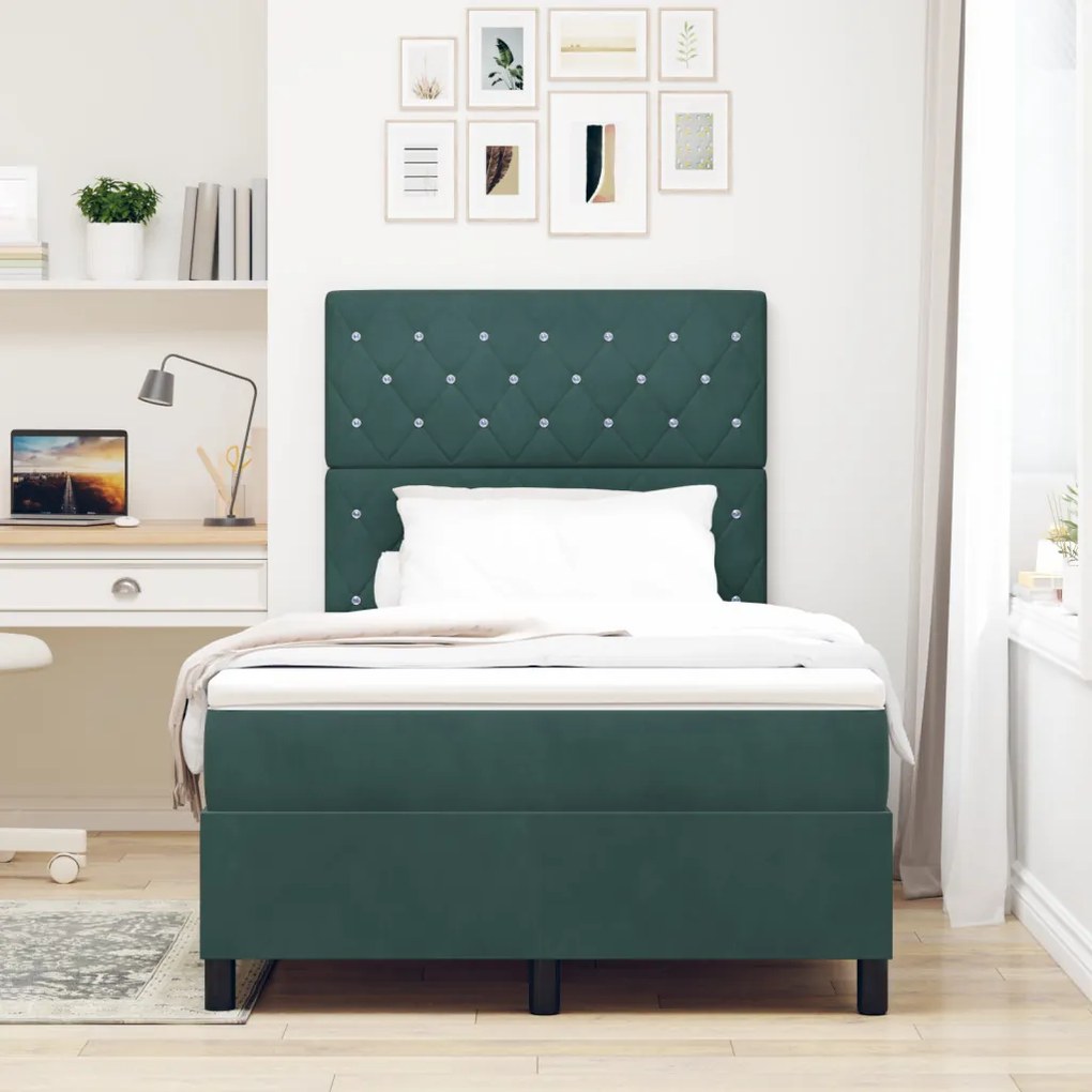 Boxspring Ágy Matrac Khosz Zöld Kicsi Dupla Bársony