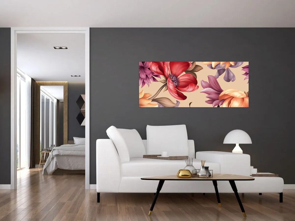 Kép - Vintage virágok (120x50 cm)