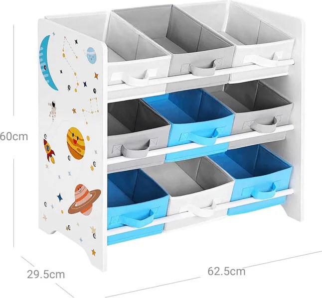 Játéktároló polc, MDF, többszínű, AUR-E1033 WT