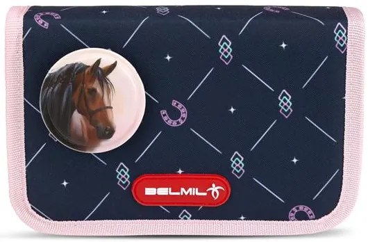 Tolltartó, klapnis, cipzáras, BELMIL Midnight Gallop, kék, lovak (BL3358819L)