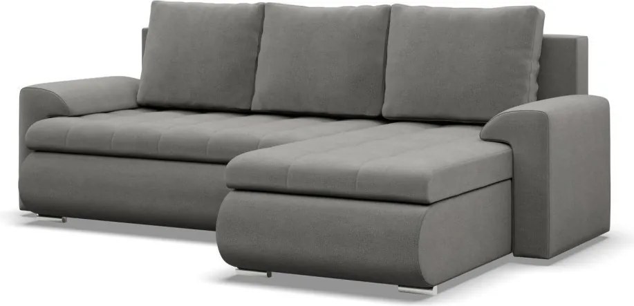 Tokio sarokkanapé, 2 ágyneműtartóval, bársony, jobboldali, világosszürke