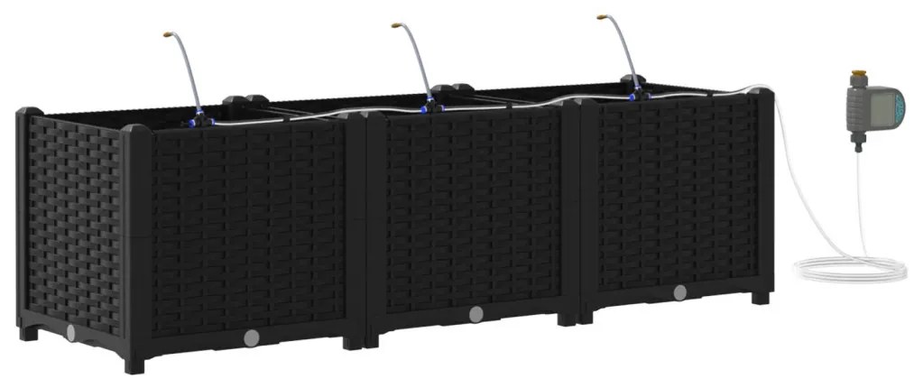 Kerti ültetők Fekete 120 x 40 x 37.5 cm Acél