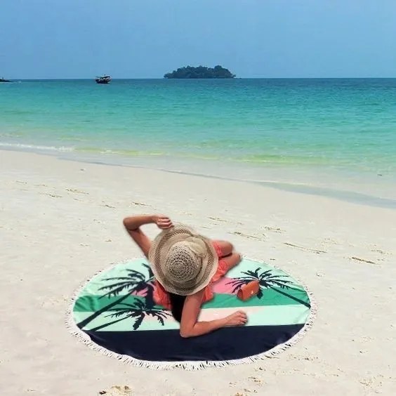 Strandtörölköző kerek boho strand 30