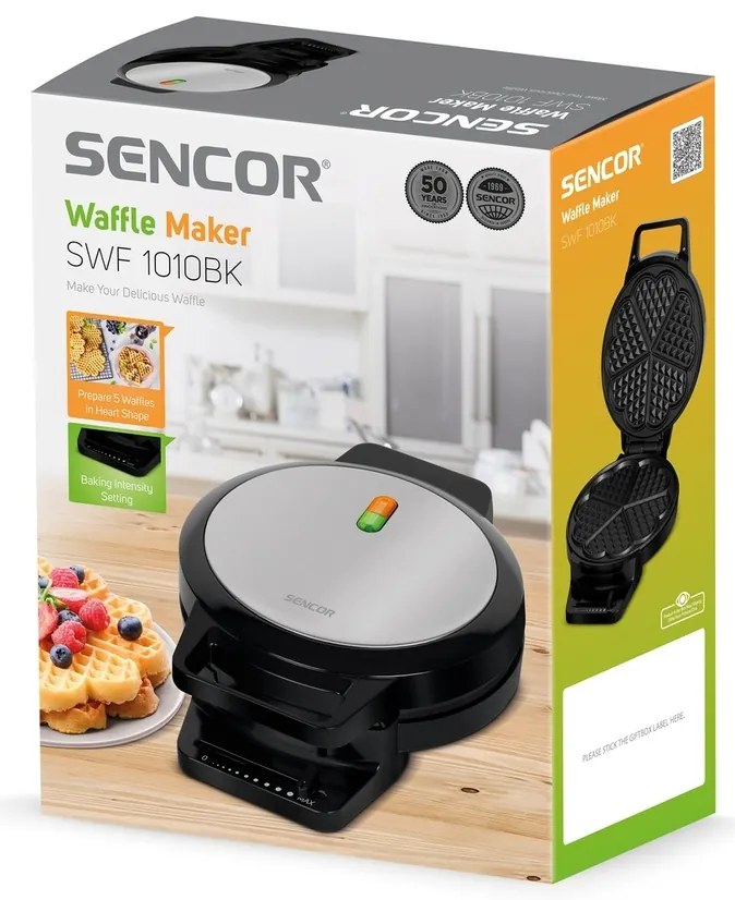 Sencor SWF 1010BK gofrisütő, fekete színben