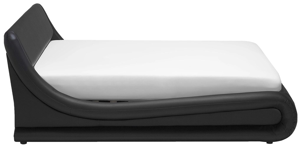 Fekete műbőr ágyneműtartós franciaágy 180 x 200 cm AVIGNON Beliani