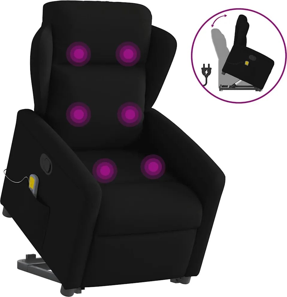 vidaXL fekete szövet dönthető masszázs- és állófotel