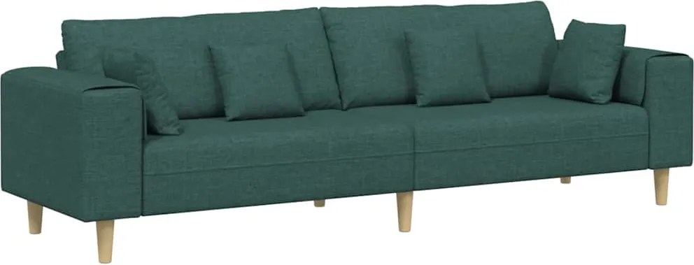 vidaXL Kanapé párnával Sötétzöld 250 x 77 x 76 cm szövet
