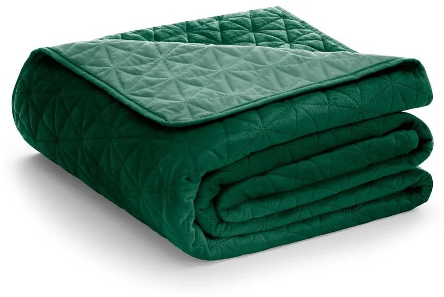 Zöld bársony steppelt ágytakaró 170x210 cm Laila – AmeliaHome